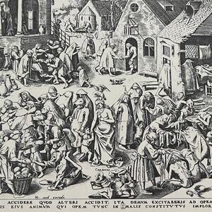 Bruegel, Charity, Seven Virtues, Engraving, Print, Bookplate, Art ~ 241229-WH 70